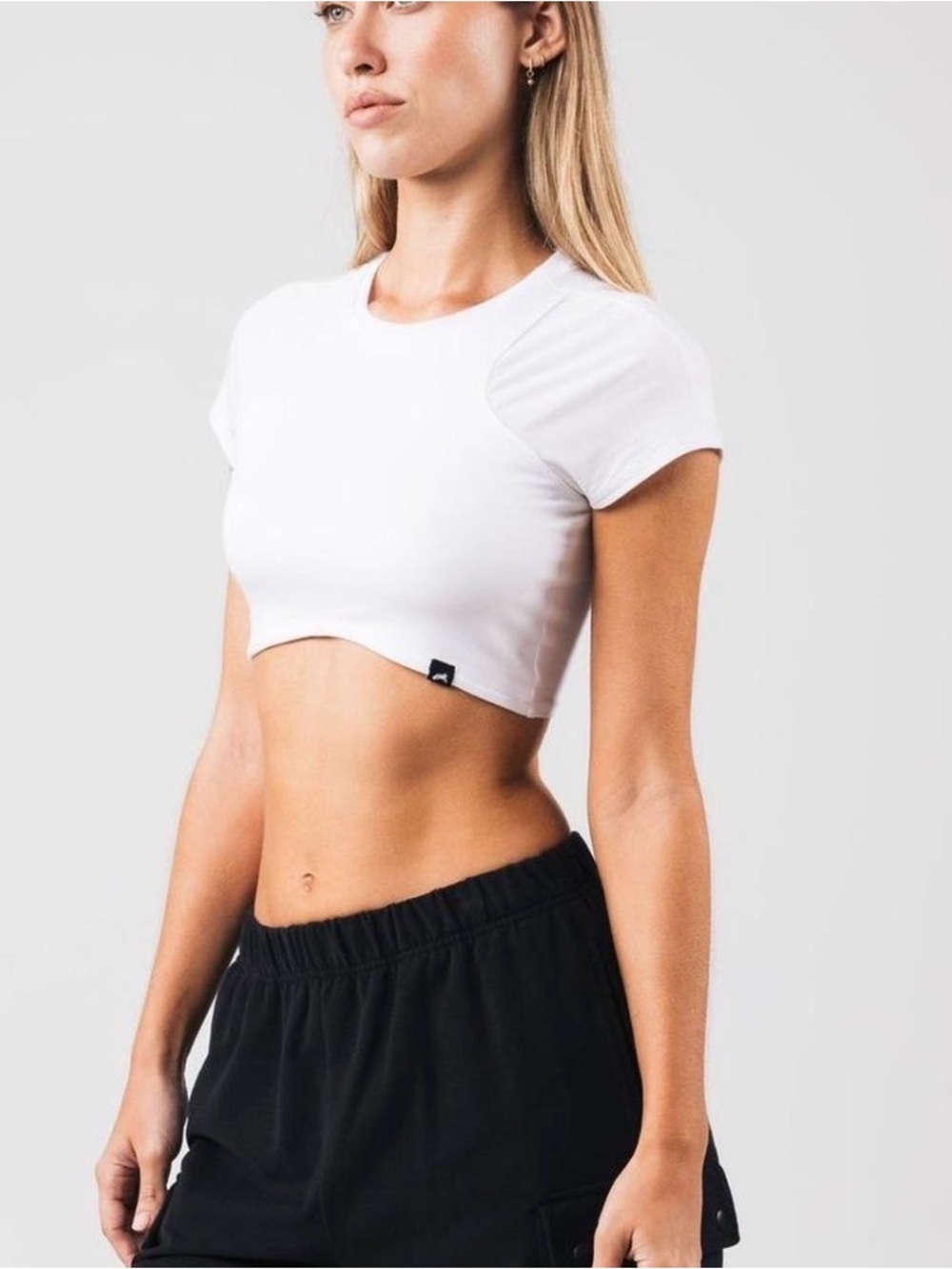 Alphalete White Short Sleeve Cropped Tee